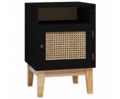 vidaXL Nachttisch Schwarz 40x40x61 cm MDF und Rattan