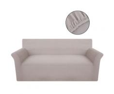 vidaXL Sofahusse Sofabezug Stretchhusse Polyester Rippstrick Beige