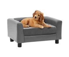 vidaXL Hundesofa Grau 60x43x30 cm Plüsch und Kunstleder