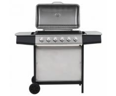 vidaXL Gasgrill mit 6 Brennern Edelstahl Silbern