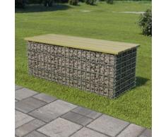 vidaXL Gabionen-Bank 120 cm Verzinkter Stahl und Kiefernholz