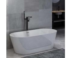 vidaXL Freistehende Badewanne und Wasserhahn 220 L 90 cm Schwarz
