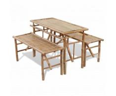 vidaXL Biertisch mit 2 Bänken 100 cm Bambus