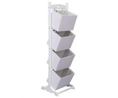 vidaXL 4-stufiges Korbregal Weiß 35 x 35 x 125 cm Holz