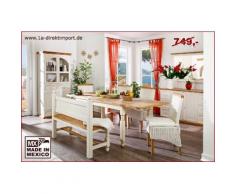 Mexico Esstisch Tisch, Pinie massiv weiss / honig, Landhausstil shabby Möbel