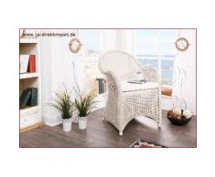 Mediterraner Rattansessel mit Kissen, weiß