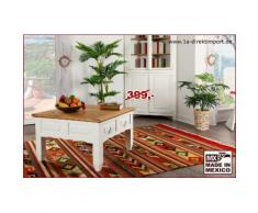 Couchtisch Mexico Weiß / Natur, Landhausstil Wohnzimmertisch, quadratisch, 80x80 cm