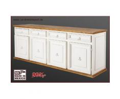 Großes weißes Sideboard MEXICO im Landhausstil, Kommode, Pinie Massivholz weiß lackiert, Shabby Chic