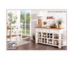 Landhausstil Wandtisch Anrichte Sideboard MEXICO Weiß / Honig, Pinie massiv, weiss lackiert