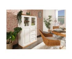 Landhausstil Highboard Schrank MEXICO - Pinie / Kiefer weiß natur - Handarbeit aus Mexiko