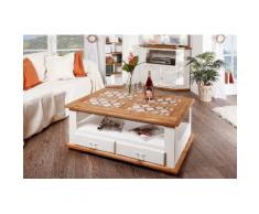 Couchtisch Wohnzimmertisch mit Marmor Mosaik, weiß Landhausstil