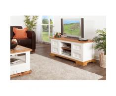 Landhausmöbel weiß: TV-Kommode, TV-Tisch, Fernsehschrank, Lowboard MEXICO, Pinie massiv