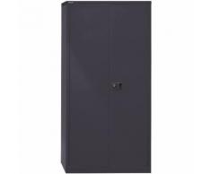 Stahlschrank mit Flügeltüren »Universal« 60 x 195 cm mit Garderobeneinsatz schwarz, Bisley, 60x195x40 cm