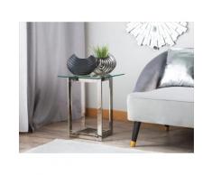 Beistelltisch Glas Silber quadratisch 40 x 40 cm CRYSTAL