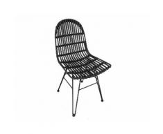 SIT Rattan Vintage Stuhl - ohne Armlehne Rattan schwarz lackiert