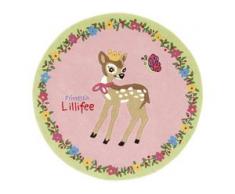 Kinderteppich, LI-2935-01, Prinzessin Lillifee, rund, Höhe 10 mm, handgetuftet, rosa, Kinder