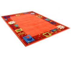 Kinderteppich, Das Blumen Paradies, THEKO, rechteckig, Höhe 14 mm, handgetuftet, orange, Kinder