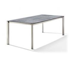 Sieger Gartentisch Aluminium/Polytec 220x100 cm Zement Graphit Champagner