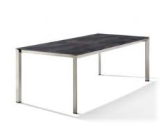 Sieger Gartentisch Aluminium/Polytec 220x100 cm Zement Anthrazit Champagner