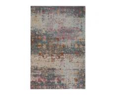 benuta TRENDS Flachgewebeteppich Frencie Blau 80x165 cm - Vintage Teppich im Used-Look
