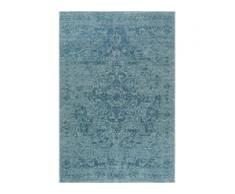 benuta TRENDS Flachgewebeteppich Tosca Blau 75x165 cm - Vintage Teppich im Used-Look