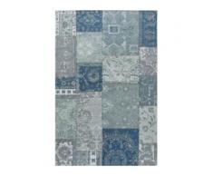 benuta TRENDS Flachgewebeteppich Frencie Blau/Grau 80x165 cm - Vintage Teppich im Used-Look