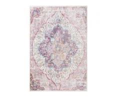 benuta NATURALS Viskoseteppich Yuma Multicolor/Pink 80x150 cm - Vintage Teppich im Used-Look