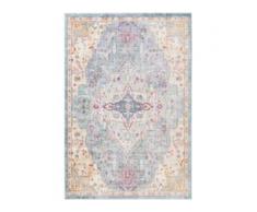 benuta NATURALS Viskoseteppich Yuma Multicolor/Blau 80x150 cm - Vintage Teppich im Used-Look