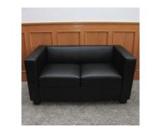 2er Sofa Couch Loungesofa Lille ~ Leder, schwarz