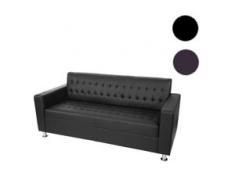 3er Sofa Kunda, Couch Loungesofa, Kunstleder, Metall-Füße ~ coffee