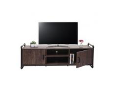 TV-Rack HWC-F58, Fersehtisch Lowboard, Industrie-Design 3D-Struktur Staufach braun 45x140x40cm