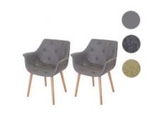 2x Esszimmerstuhl Malmö T820, Stuhl Küchenstuhl, Retro 50er Jahre Design ~ Kunstleder, taupe