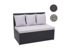 Poly-Rattan 2er Sofa HWC-G16, Lounge-Gartenbank Sitzbank Sessel, Gastronomie 120cm ~ schwarz, Kissen hellgrau