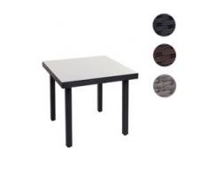 Poly-Rattan Gartentisch Cava, Esstisch Beistelltisch Tisch mit Glasplatte, 80x80cm ~ schwarz