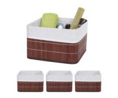 4x Aufbewahrungskorb HWC-C21, Korb Aufbewahrungsbox Ordnungsbox Sortierbox Regalkorb, Bambus braun