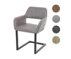 Esszimmerstuhl HWC-A50 II, Freischwinger Stuhl Küchenstuhl, Retro 50er Jahre Design ~ Kunstleder, taupe