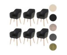 6x Esszimmerstuhl Malmö T381, Stuhl Küchenstuhl, Retro 50er Jahre Design ~ Kunstleder, schwarz, helle Beine