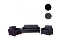 3-1-1 Sofagarnitur Kunda, Couch Loungesofa Kunstleder, Metall-Füße ~ coffee