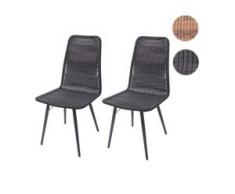 2x Poly-Rattan Stuhl HWC-F90, Rattanstuhl Gartenstuhl, Metallgestell ~ schwarz