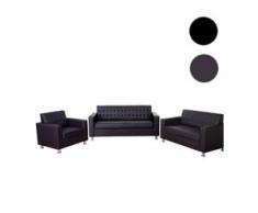 3-2-1 Sofagarnitur Kunda, Couch Loungesofa Kunstleder, Metall-Füße ~ coffee