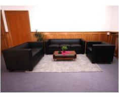 3-2-1 Sofagarnitur Couchgarnitur Loungesofa Lille ~ Kunstleder, schwarz