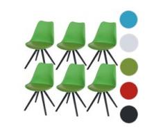6x Esszimmerstuhl Malmö T501, Retro Design ~ grün, Sitzfläche Kunstleder grün, dunkle Beine