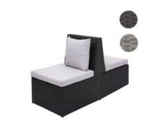 2x Poly-Rattan Sessel HWC-G16, Lounge-Rattanstuhl Gartenstuhl, Gastronomie ~ schwarz, Kissen hellgrau