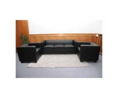 3-1-1 Sofagarnitur Couchgarnitur Loungesofa Lille Leder ~ schwarz