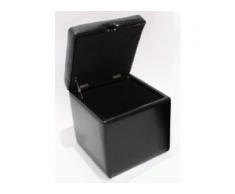Hocker Sitzwürfel Sitzhocker Aufbewahrungsbox Onex, mit Deckel, Leder + Kunstleder, 45x44x44cm ~ schwarz
