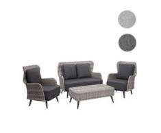 Poly-Rattan Gartengarnitur HWC-G53, Lounge-Set Sofa Sitzgruppe, Spun Poly ~ grau, Polster dunkelgrau