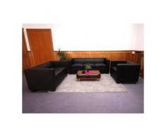 3-2-1 Sofagarnitur Couchgarnitur Loungesofa Lille ~ Leder, schwarz