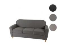 3er Sofa Malmö T377, Loungesofa Couch, Retro 50er Jahre Design ~ dunkelgrau, Textil