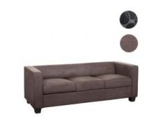 3er Sofa Couch Loungesofa Lille, Stoff/Textil ~ vintage dunkelbraun