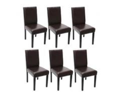 6x Esszimmerstuhl Stuhl Küchenstuhl Littau ~ Kunstleder, weiß, dunkle Beine